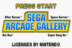 Sega Arcade Gallery title screen for GameBoy Advance
